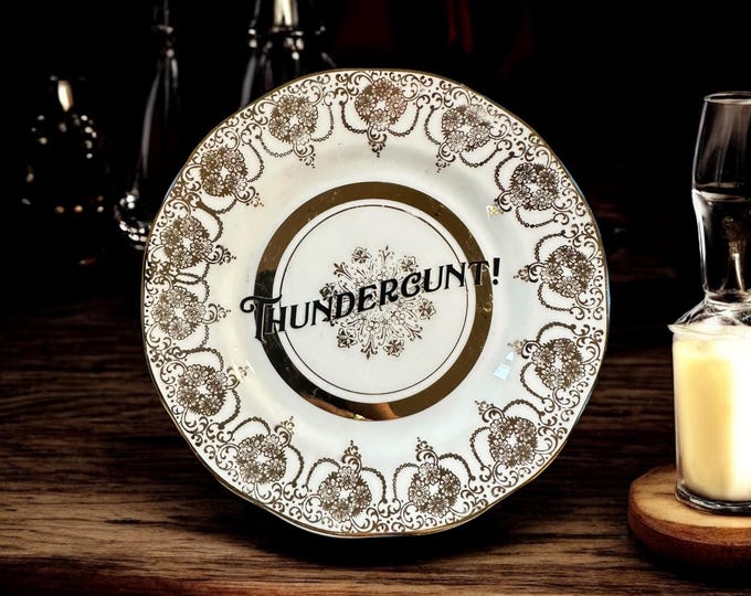 Thundercunt, vintage plate with stand