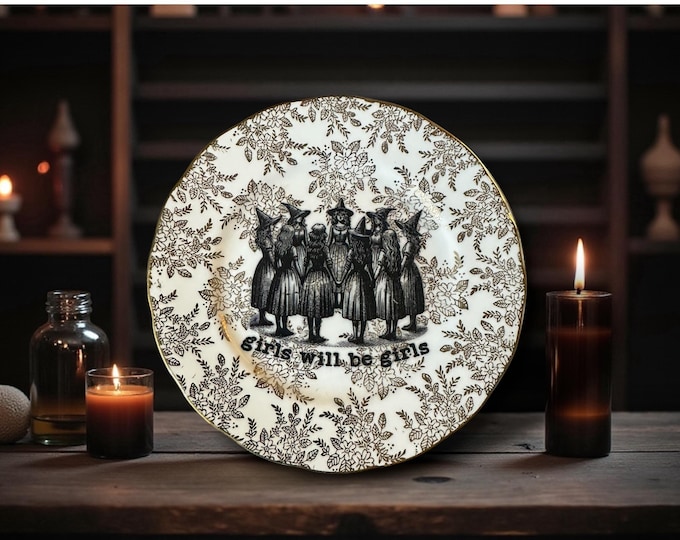 Girls will be girls, vintage plate with stand