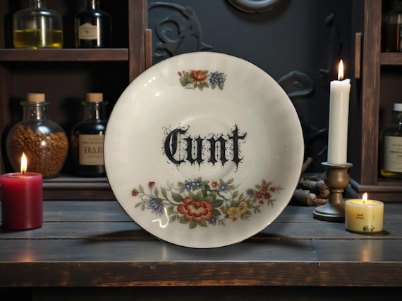 Cunt | Vintage Rude Saucer | Dark Humour Decor | 13cm