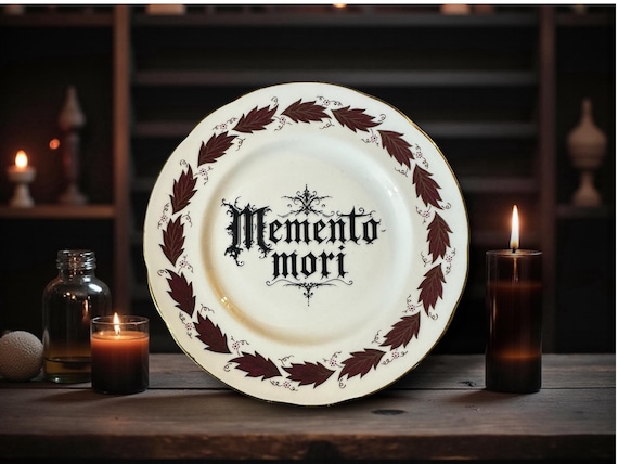 Memento Mori Vintage 16cm Decorative Plate with Stand