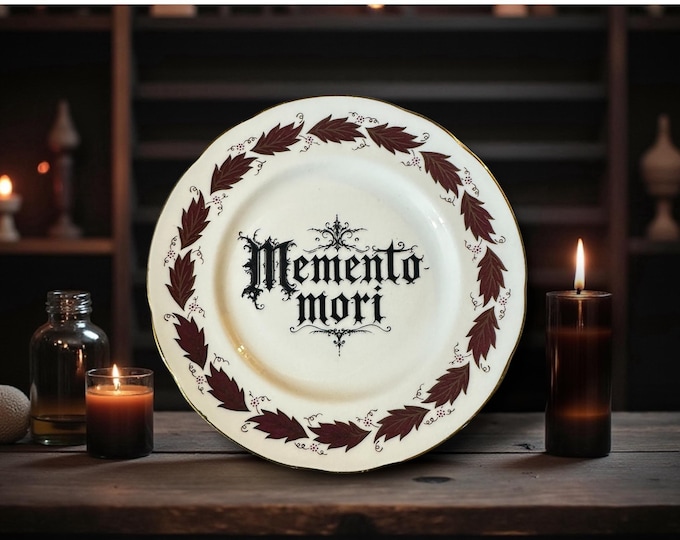 Memento Mori Vintage 16cm Decorative Plate with Stand