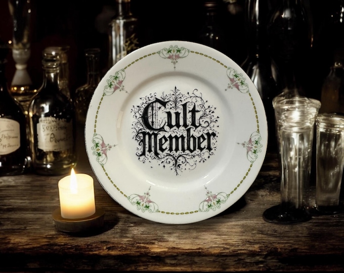 Cult Member Plate – Vintage Crackpottery with stand