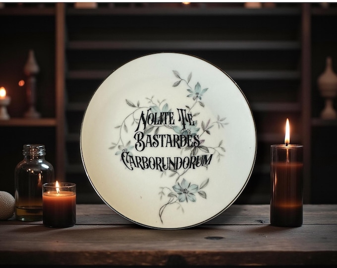 Nolite te bastardes carborundurm, vintage plate with stand