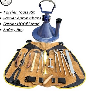 Horseshoeing Farrier Tools Kit with Apron and Hoof Stand Heavy Duty Set