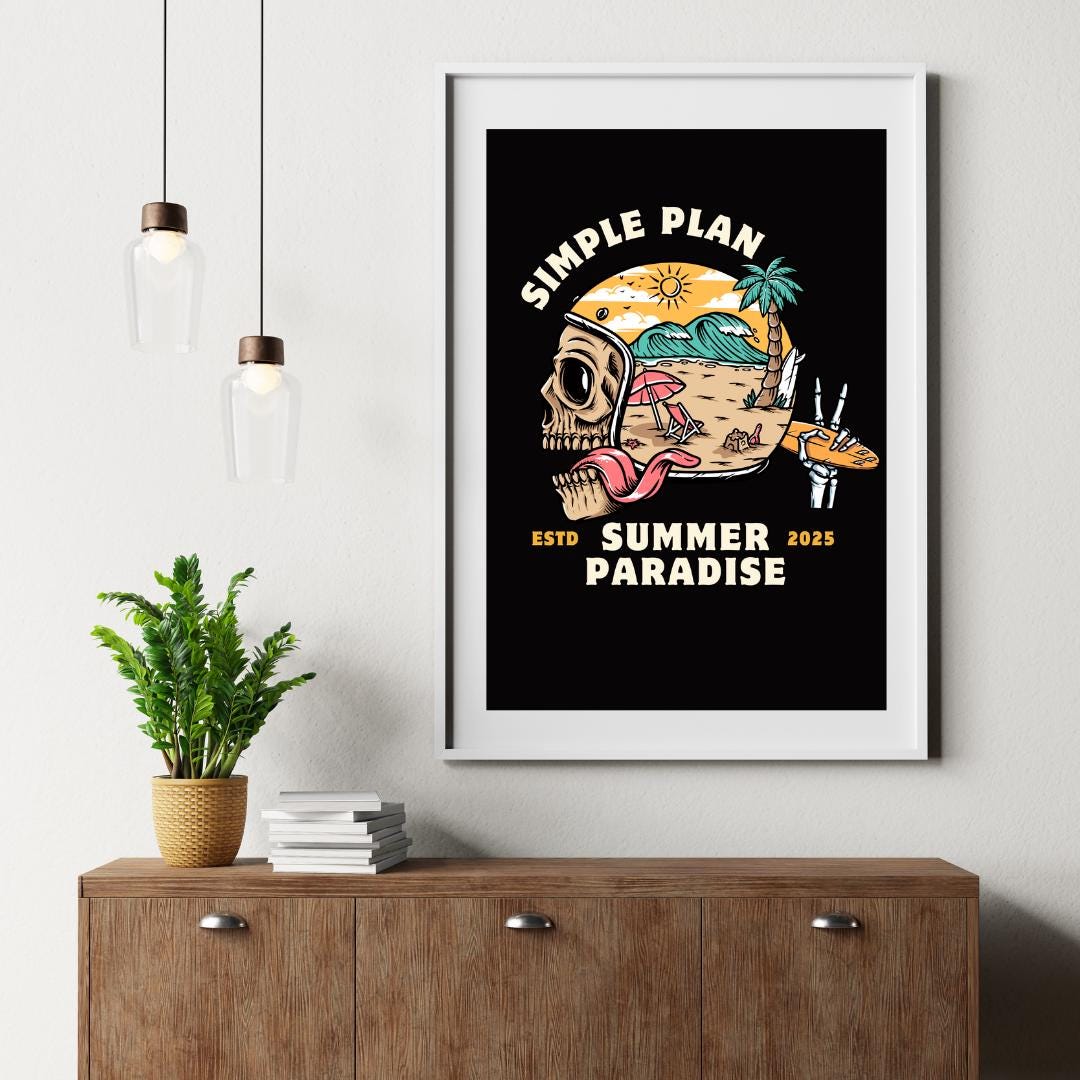 Simple Plan 直筆サイン入りポスター　ポップパンク　エモ Simple Plan Poster, Skull Poster, Pop Punk Rock Band Wall Art
