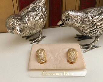 Vintage Christian Dior Pave Clip Earrings