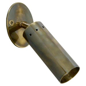 Mid-Century Modern Brass Spotlight Wall Sconce: Adjustable Cylinder Light