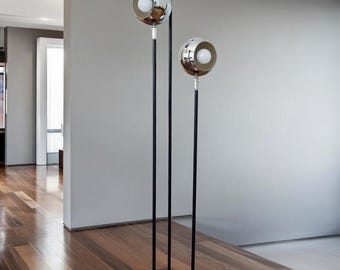 Mid Century Modern Chrome 3-Light Floor Lamp, Adjustable Standing Lamp