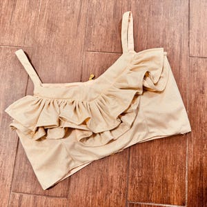 Trendy ruffle saree Blouse Crop top Blouse Glitter blouse Golden blouse Lehenga blouse Bollywood blouse Party wear blouse Ready to wear