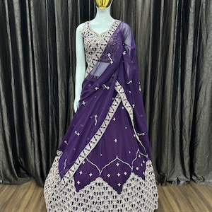 Pretty Purple Lehenga Choli For Women Indian Party Wear Ghagra Choli Set Bollywood Style Wedding Lahenga Choli With Dupatta Festive wear