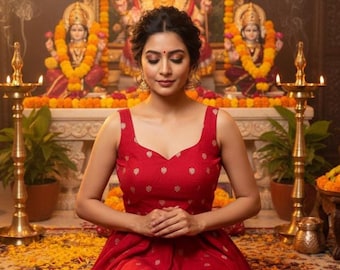 Maroon Silk Lehenga Blouse: Indian Designer Crop Top, Golden Weave