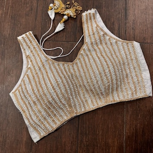 Amazing Fully beaded Embroidered Blouse Saree Blouse Bollywood blouse Saree croptop blouse ready to wear party wear blouse Lehenga blouse