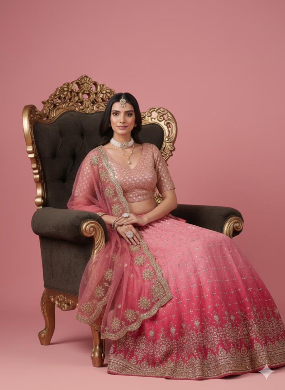Pink Georgette Embroidered Lehenga Choli: Indian Bridal Ghagra With ...