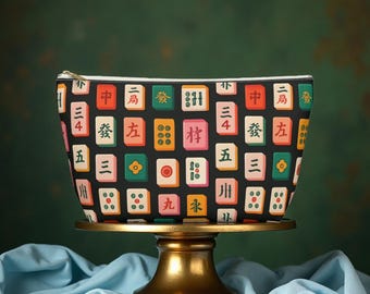 Patrón de fichas de Mahjong, accesorios de Mahjong, bolsa con cremallera para regalos de Mahjong