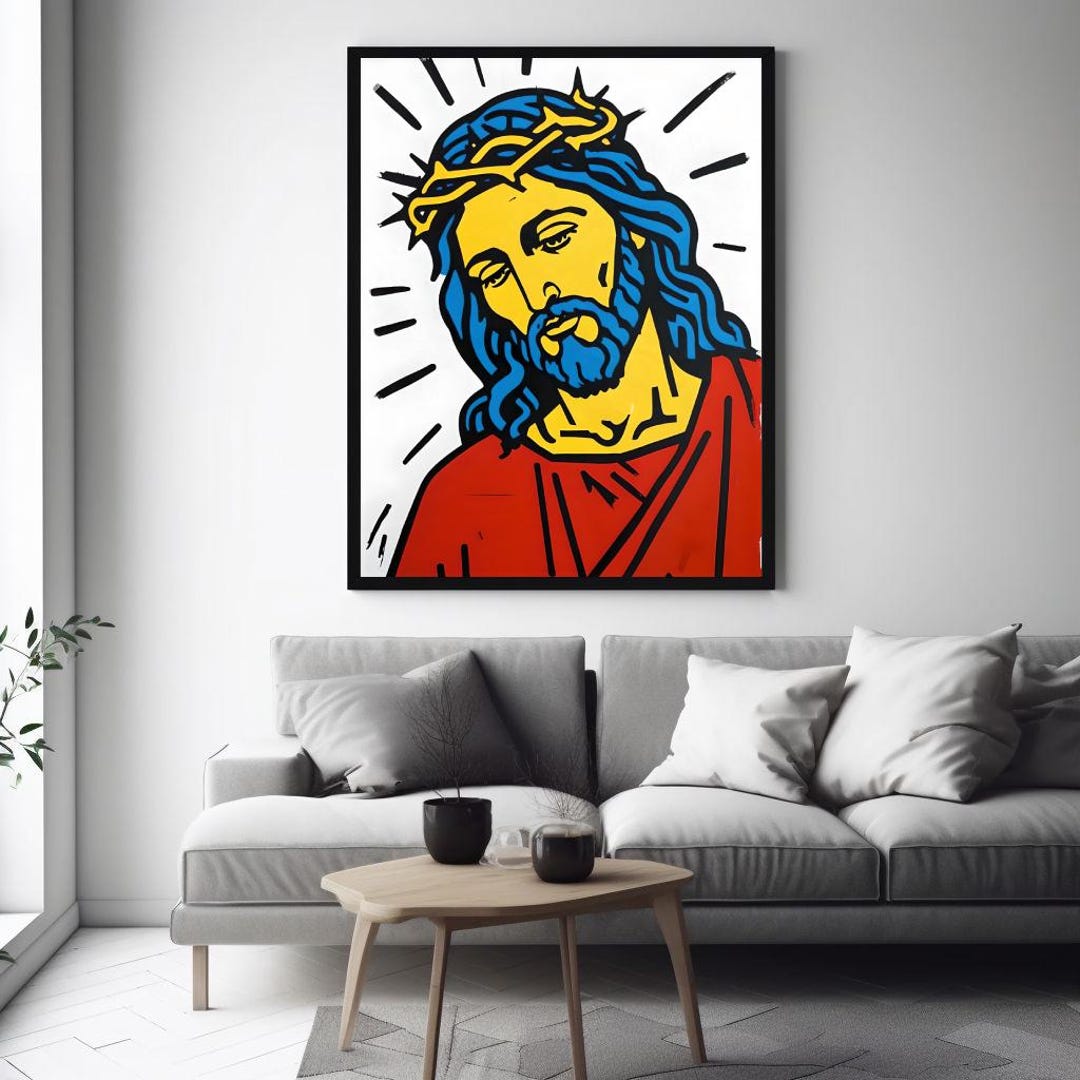 Colorful Jesus Printable Wall Art – Modern Christian Digital Download ...