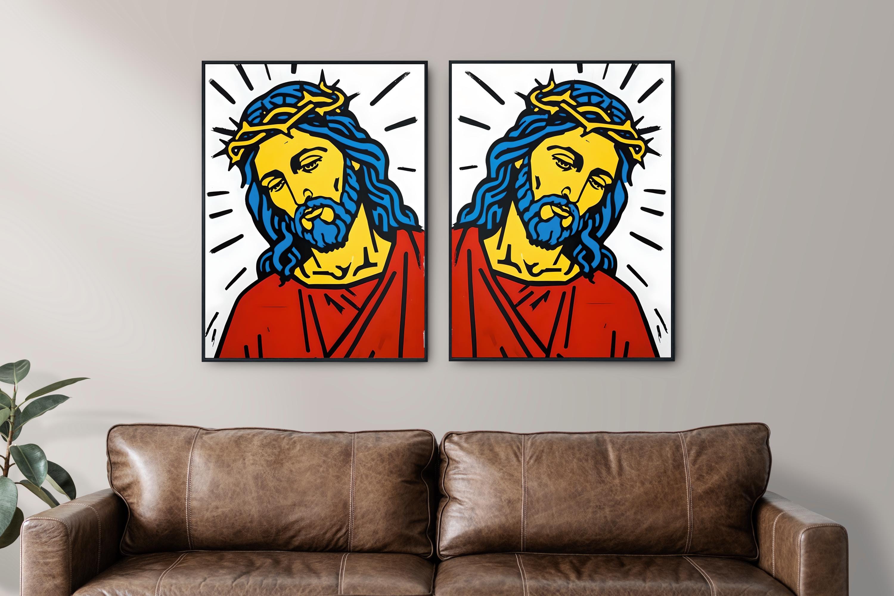Colorful Jesus Printable Wall Art – Modern Christian Digital Download ...