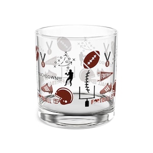 Football Lovers Rocks Glass Set, 10oz, Perfect for Game Day, Gifts for Dad, Sports Barware, Football Decor, Man Cave Essentials