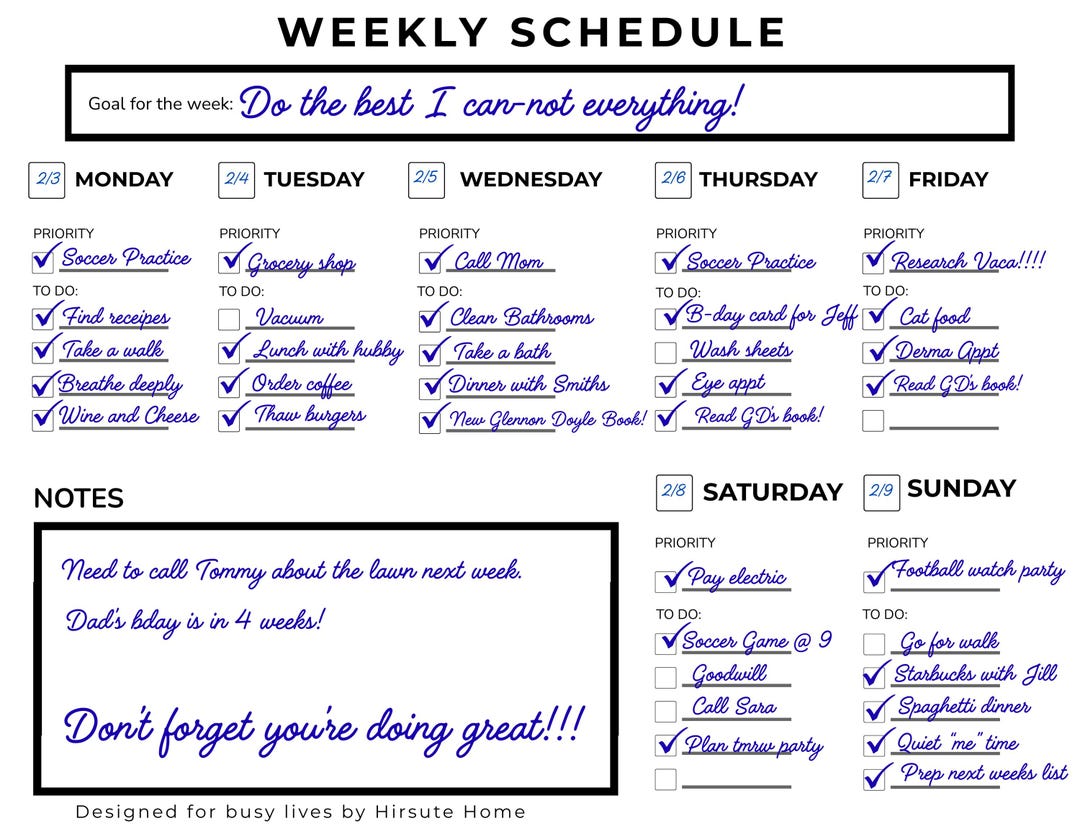 Weekly Schedule Printable for Busy Moms | Simple Weekly Planner | To-do ...