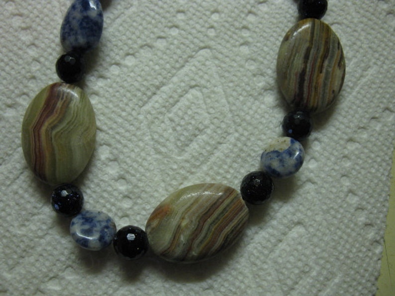 sodalite onyx goldstone sterling toggle clasp Necklace andor bracelet