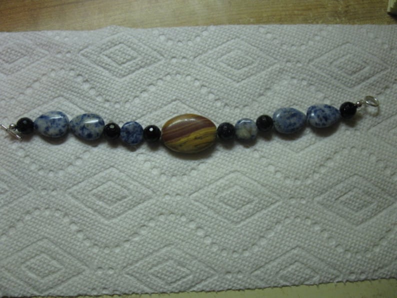 sodalite onyx goldstone sterling toggle clasp Necklace andor bracelet