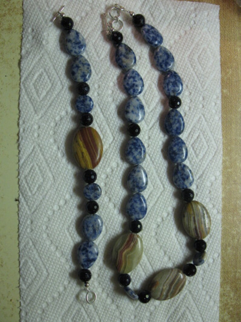 sodalite onyx goldstone sterling toggle clasp Necklace andor bracelet