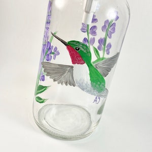 Hand painted soap dispenser hummingbird, handpainted soap dispenser, bathroom soap, dish soap bottle, bird lovers gift, housewarming image 1