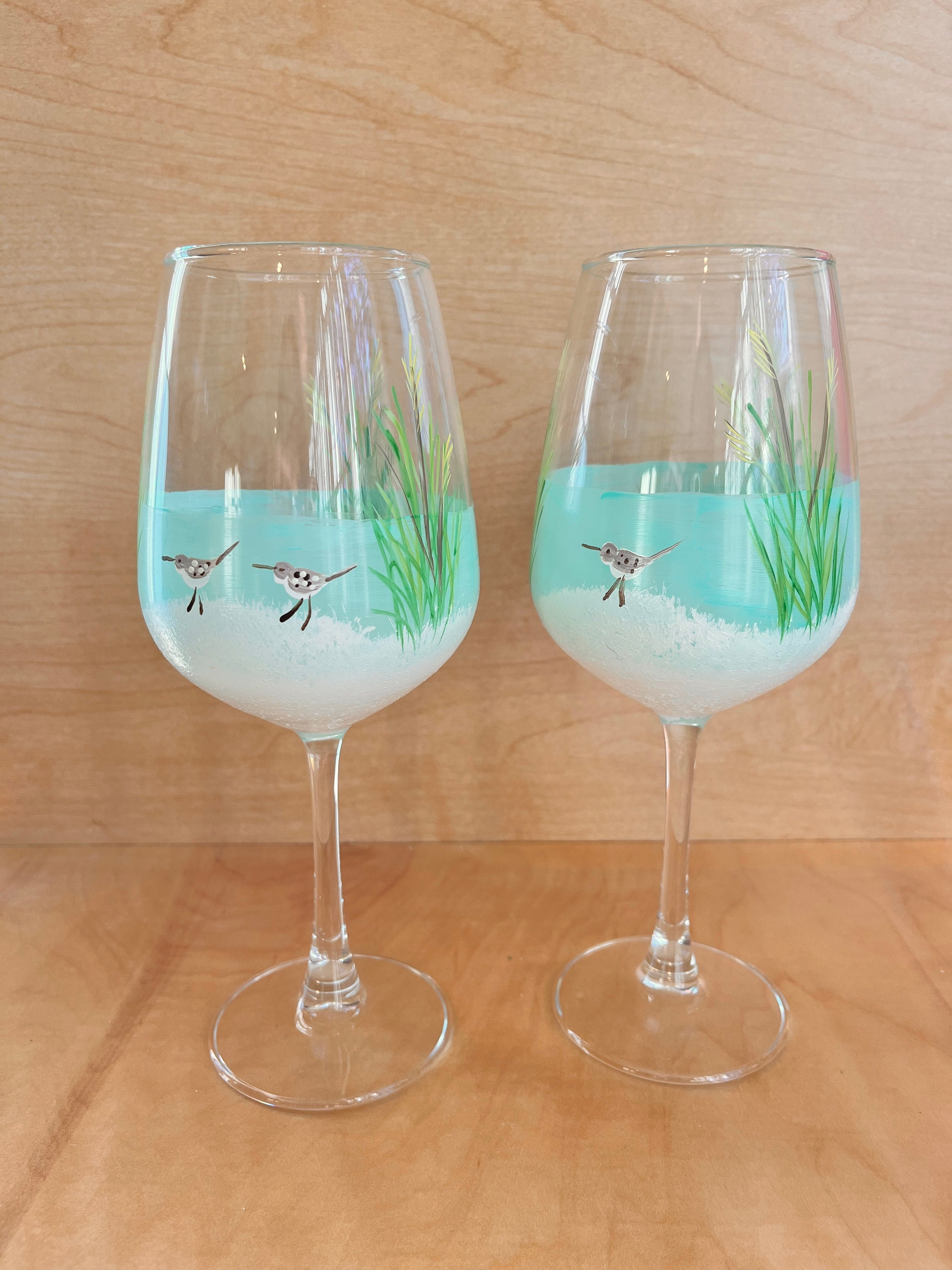 Hand Painted Beach Themed Wine Glasses – Teresa's Spot for All