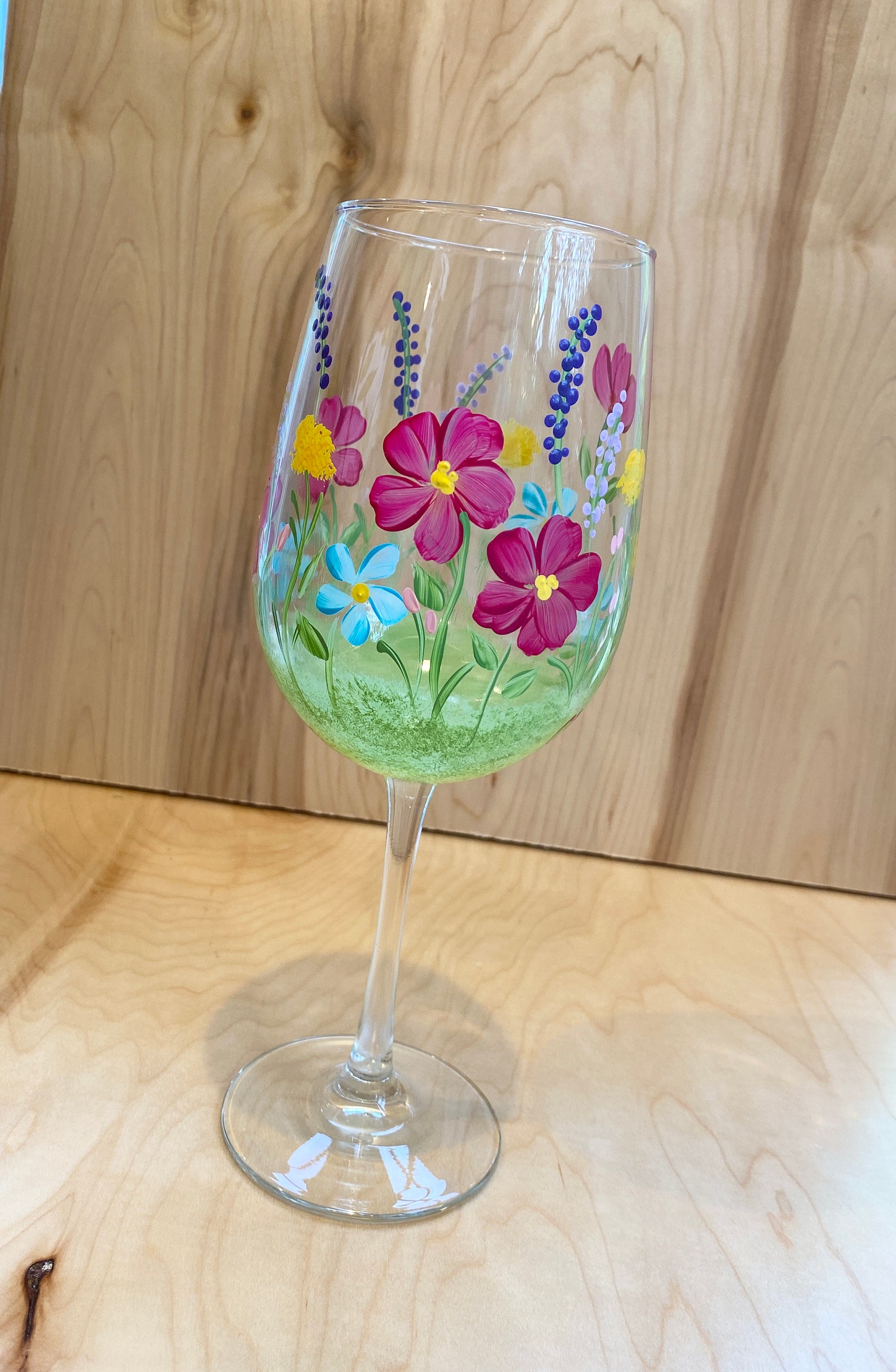 Hand Painted Wine Glasses With Flowers Floral Wine Glass Etsy