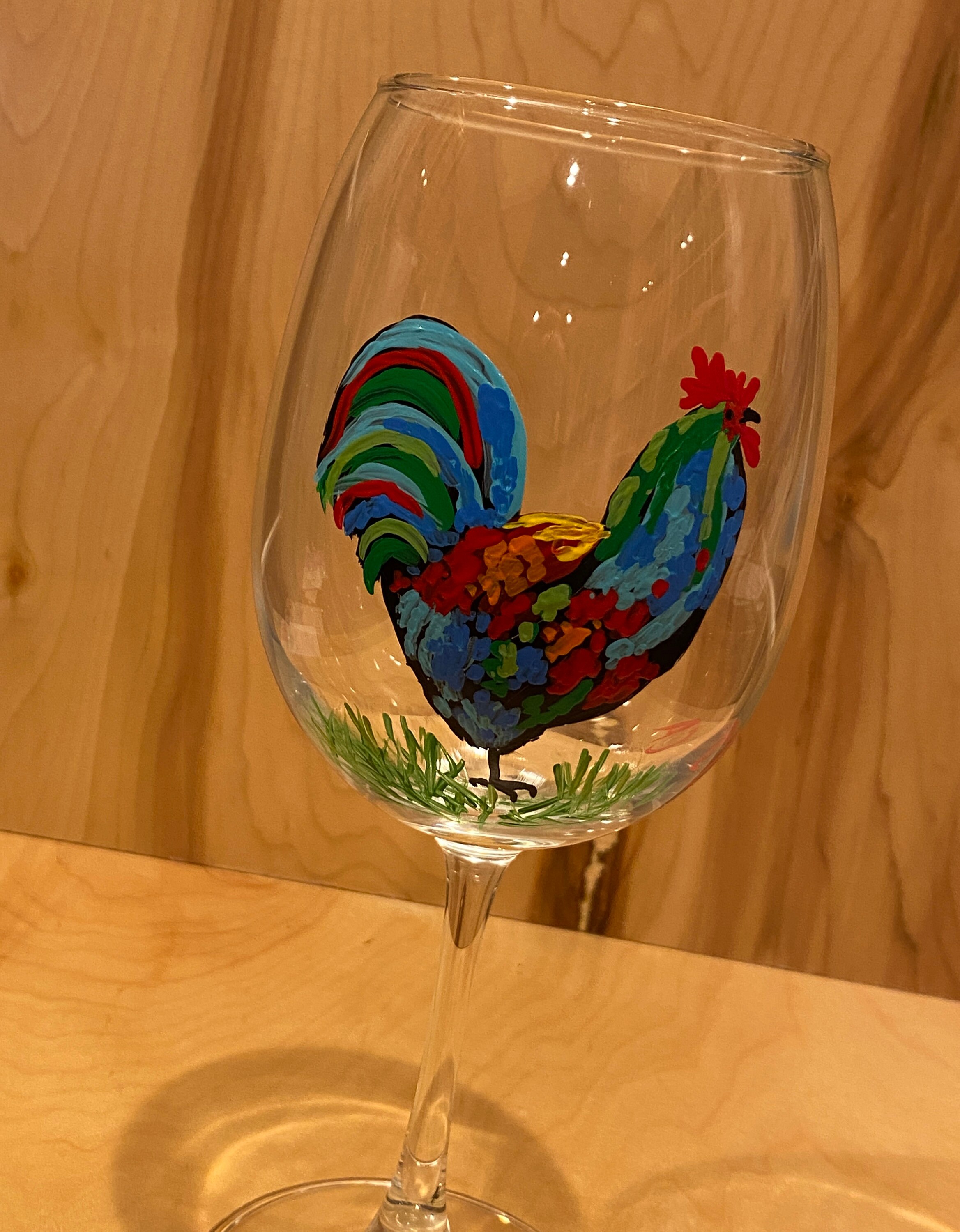 Painted Wine Glasses Rustic, Hand Painted Wine Glass, Black Rooster,  Rooster Decor, Farmhouse Decor, Country Kitchen, Hand Painted Gift 