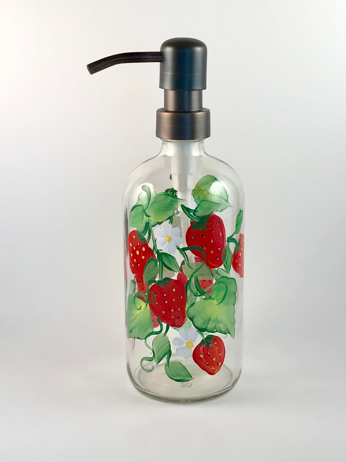 Hand painted soap dispenser strawberries kitchen soap Etsy