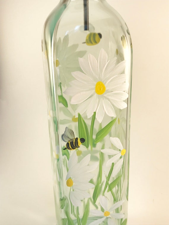 Kitchen Decoration Oil and Vinegar Bottle Shades of Blue Flowers Dish