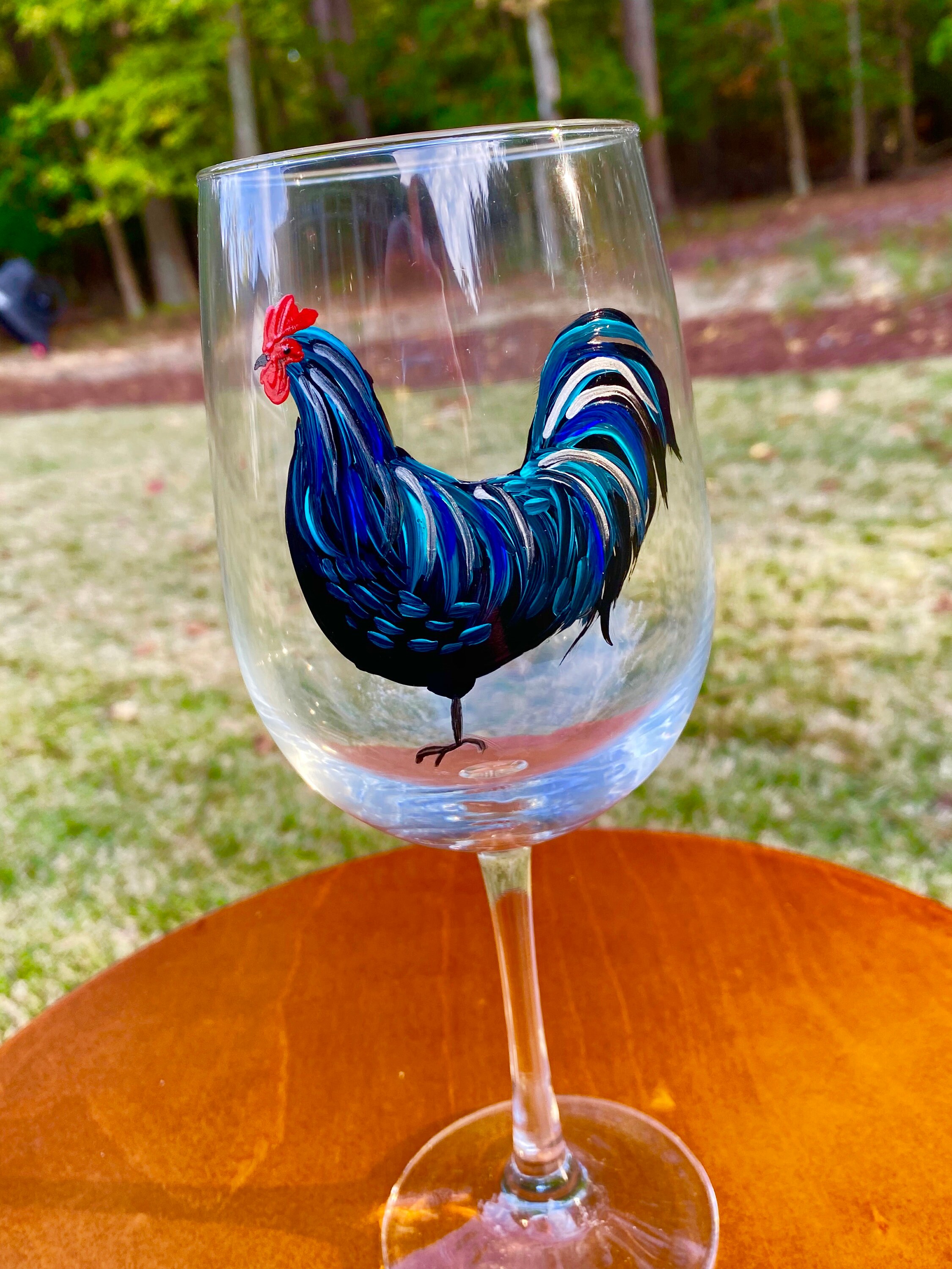 Hand Painted Wine Glasses, Rooster Decor, Farmhouse Wine Glass, Country  Kitchen, Colorful Painted Rooster 