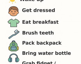 Agenda visuel de jour d'école pour les enfants TDAH + autistes - Tableau des routines imprimable