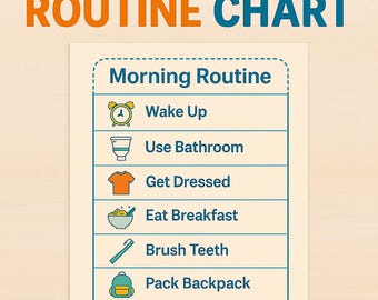 Tableau des routines matinales du TDAH pour les enfants : programme visuel pour les 5-10 ans (PDF + modèle Canva)