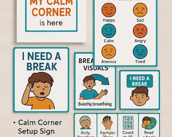 Kit pour un coin calme : outils d'adaptation pour le TDAH et l'autisme (visuels imprimables)