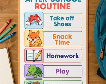 Tableau des routines parascolaires pour les enfants - Calendrier visuel du TDAH et de l'autisme (imprimable)