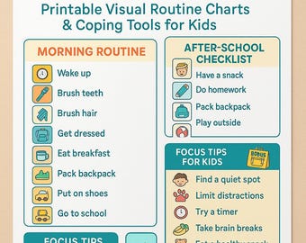Boîte à outils pour la réussite scolaire du TDAH et de l'autisme - Tableaux imprimables des routines visuelles, outils d'adaptation et outil de suivi des récompenses pour les enfants
