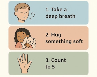 Posters d'angle d'apaisement pour le TDAH et l'autisme pour enfants - Tableaux imprimables de régulation des émotions