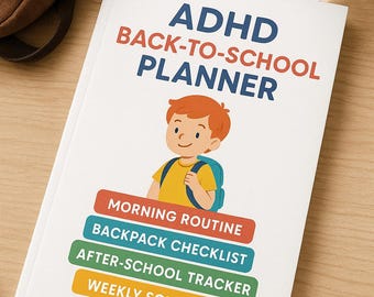Agenda de rentrée scolaire pour les enfants TDAH | Routine matinale imprimable, liste de contrôle du sac à dos, devoirs et plus | Robert GossettDesign