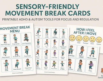 Cartes de pause-mouvement sensorielles | Outils imprimables pour le TDAH et l'autisme pour la concentration et la régulation | Robert GossettDesign