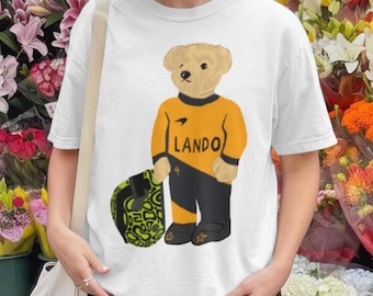 Lando Norris nallebjörn F1-t-shirt 2026 | Söt LN4 McLaren Racing-t-shirt | McLaren Formel 1-fangåva