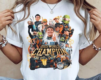 Camiseta Lando Norris, campeón del mundo de F1 2025 / Camiseta McLaren, campeón del mundo de pilotos / Regalo para fans de Lando Norris