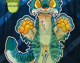 Blue Raspberry & Orange Tiger Furry/Fursona Adoptable