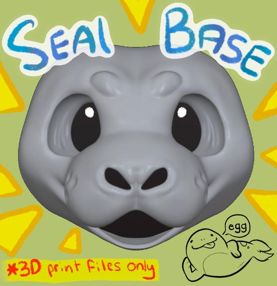 Seal Fursuit Head Base 3D Print Files