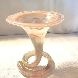 Art Glass Vase, hand blown, swirl purple, pink, gray,