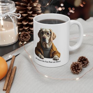Funny Labrador Dog Mug - &quot;My Therapist Has Four Paws and Drools&quot; - Cute Gift for Dog Owner, Lab Lover Coffee Cup