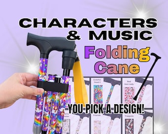 Folding Walking Cane with Design, - Collapsible, Adjustable Walking Stick, Unique Walking Canes for Theme Parks and Concerts, Cool Mobility
