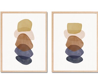 Mid Century Modern Art, Watercolor Wall Art, Blue and gold Print, Watercolor Printable Art, Abstract Art, Mid Century Modern Wall Art, Art