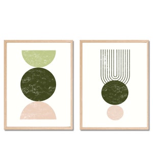Conjunto de impresión de arte de pared moderno de mediados de siglo - Arte de pared de los años 70 - Impresión de los años 70 - Cartel boho abstracto - Arte de pared neutral - Arte de pared retro - Arte de la década de 1970