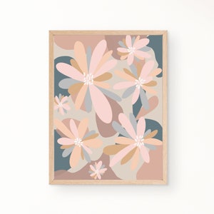 Retro mid-century modern wall decor download, Colorful Floral Artwork, Modern Floral Art, Boho Flower Art Prints, Printable Décor,